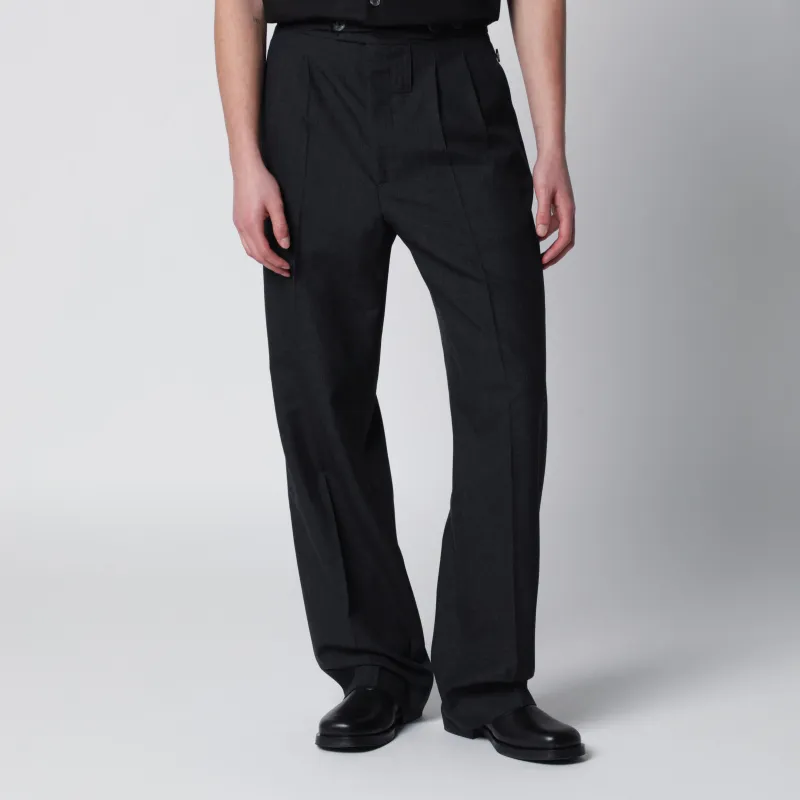 Grey Textured Wool Trousers made by Namacheko