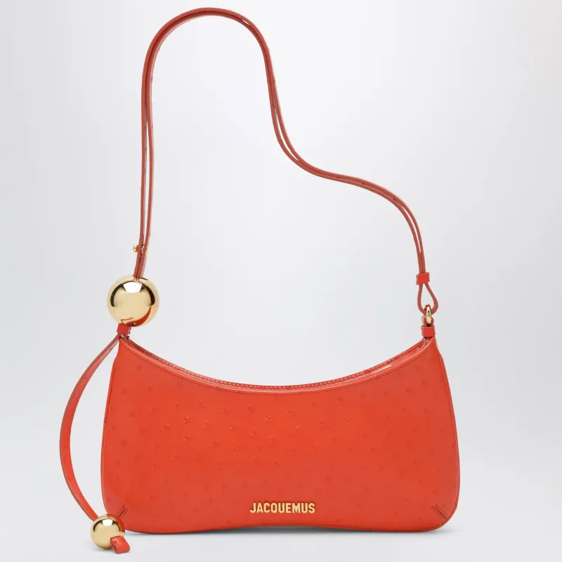 Le Bisou Perle Tote Orange In Embossed Ostrich-Effect Leather made by Jacquemus