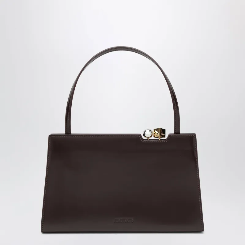 Salone Crossbody Bag In Dark Burgundy Leather made by Jacquemus