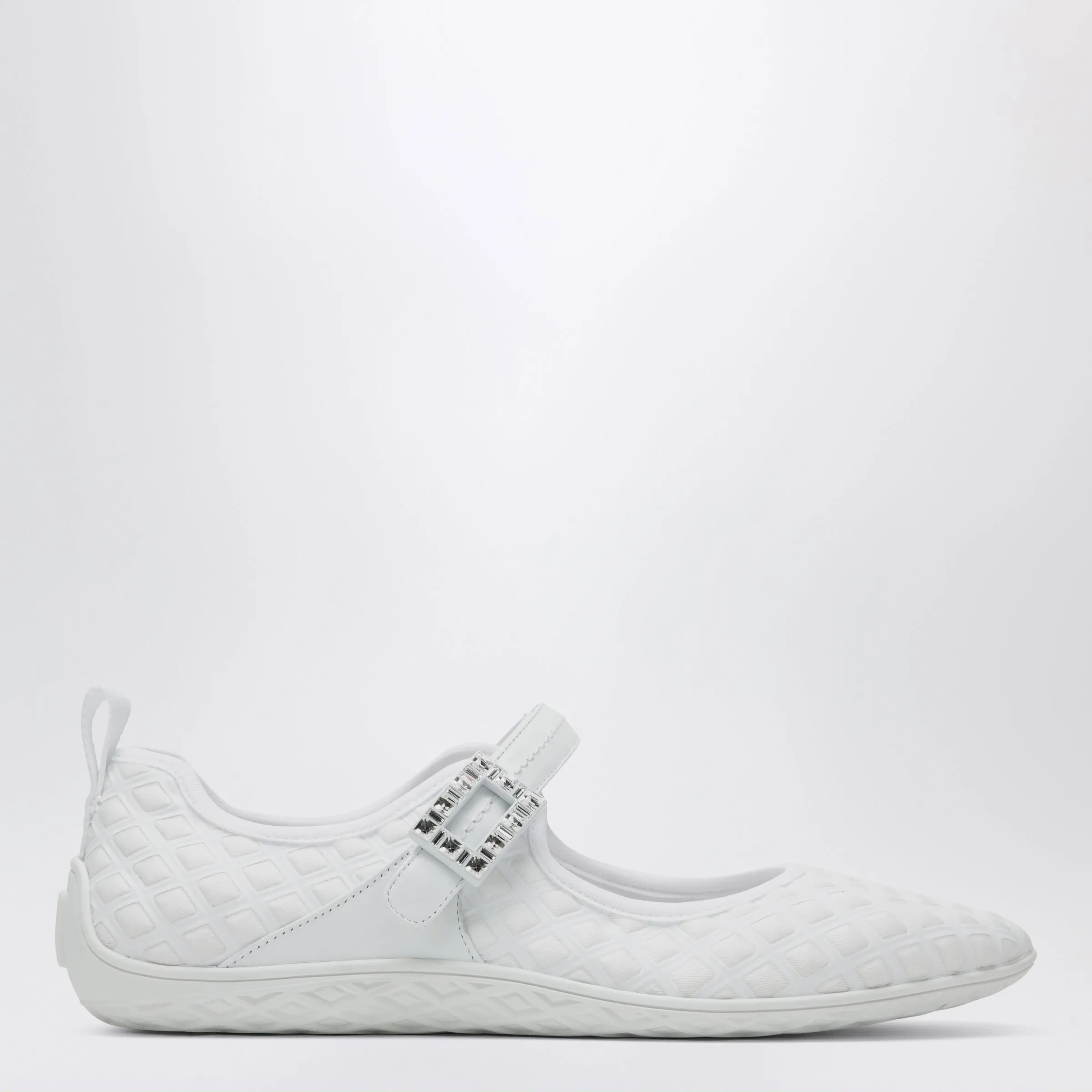 Viv Low Ballerina Flats With Fabric Strap In White sold by Wanan Luxury