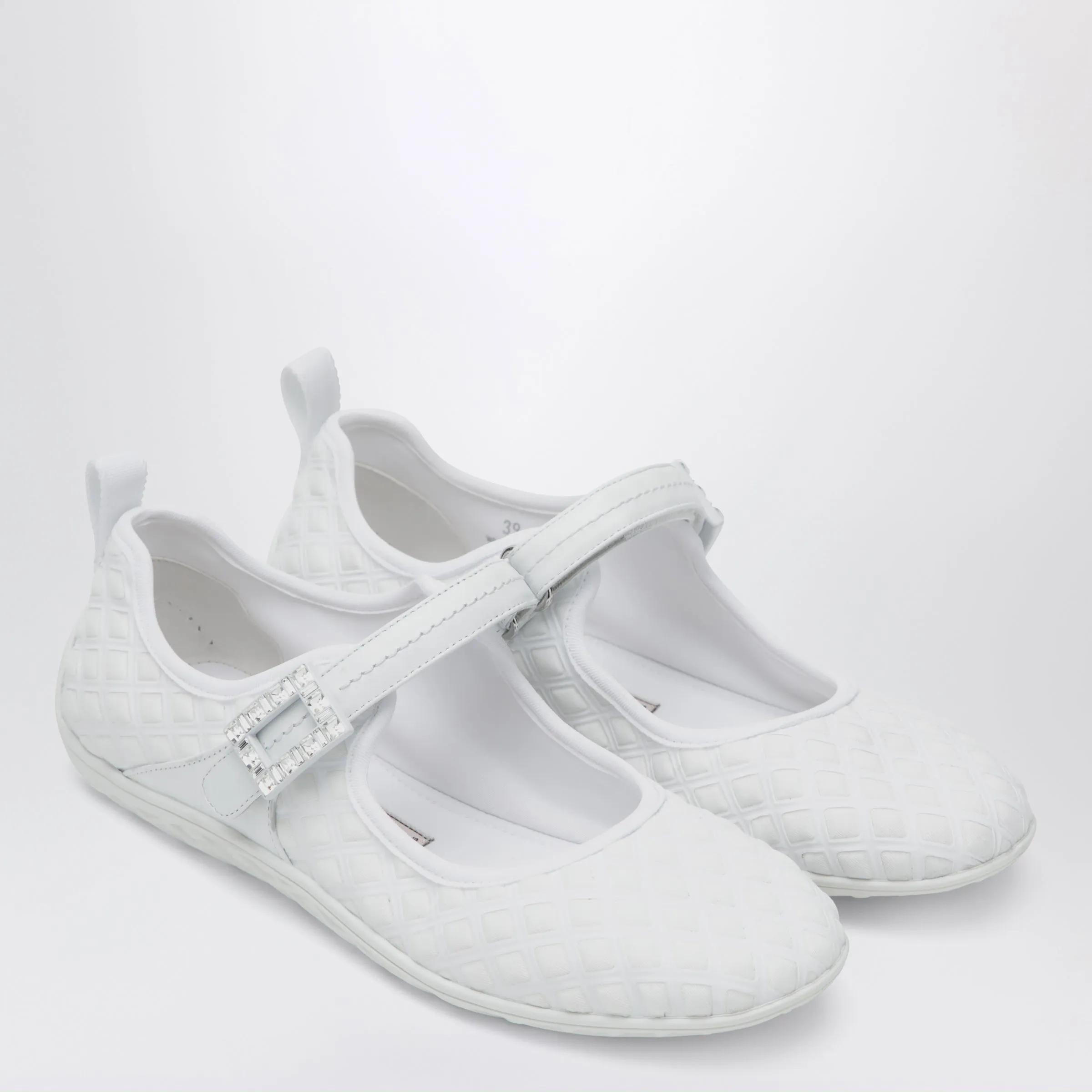 Viv Low Ballerina Flats With Fabric Strap In White sold by Wanan Luxury product image thumbnail 2