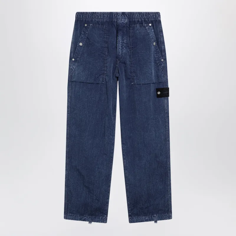 Loose-Fit Fatigue Pants In Compact Nylon In Blue made by Stone Island