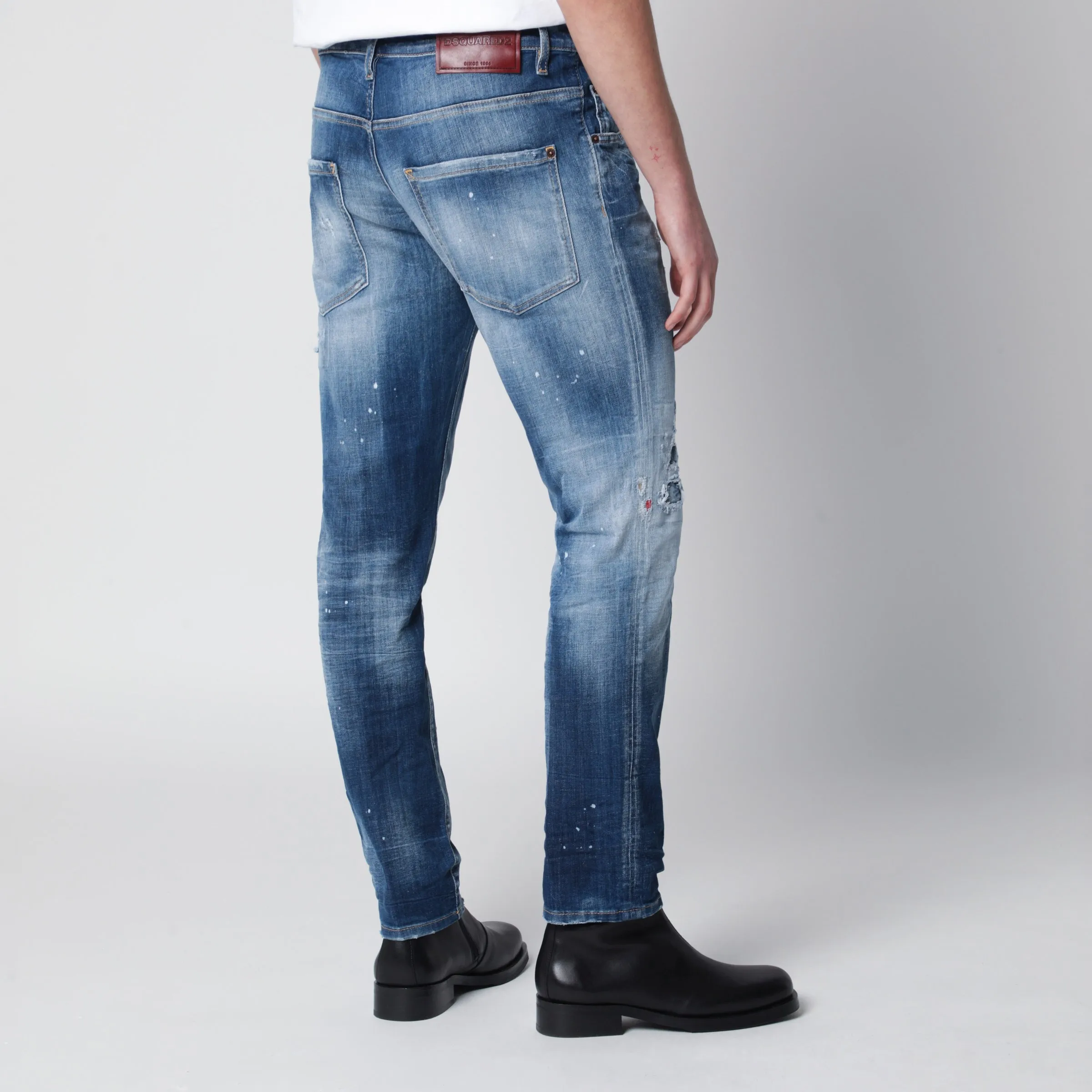 Skater Jeans In Medium Blue With Destroyed Details sold by Wanan Luxury product image thumbnail 2