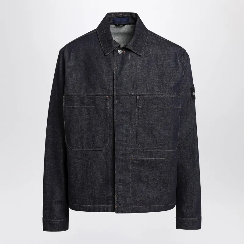 Coach Jacket With Pockets In Raw Indigo Denim Cotton In Blue sold by Wanan Luxury