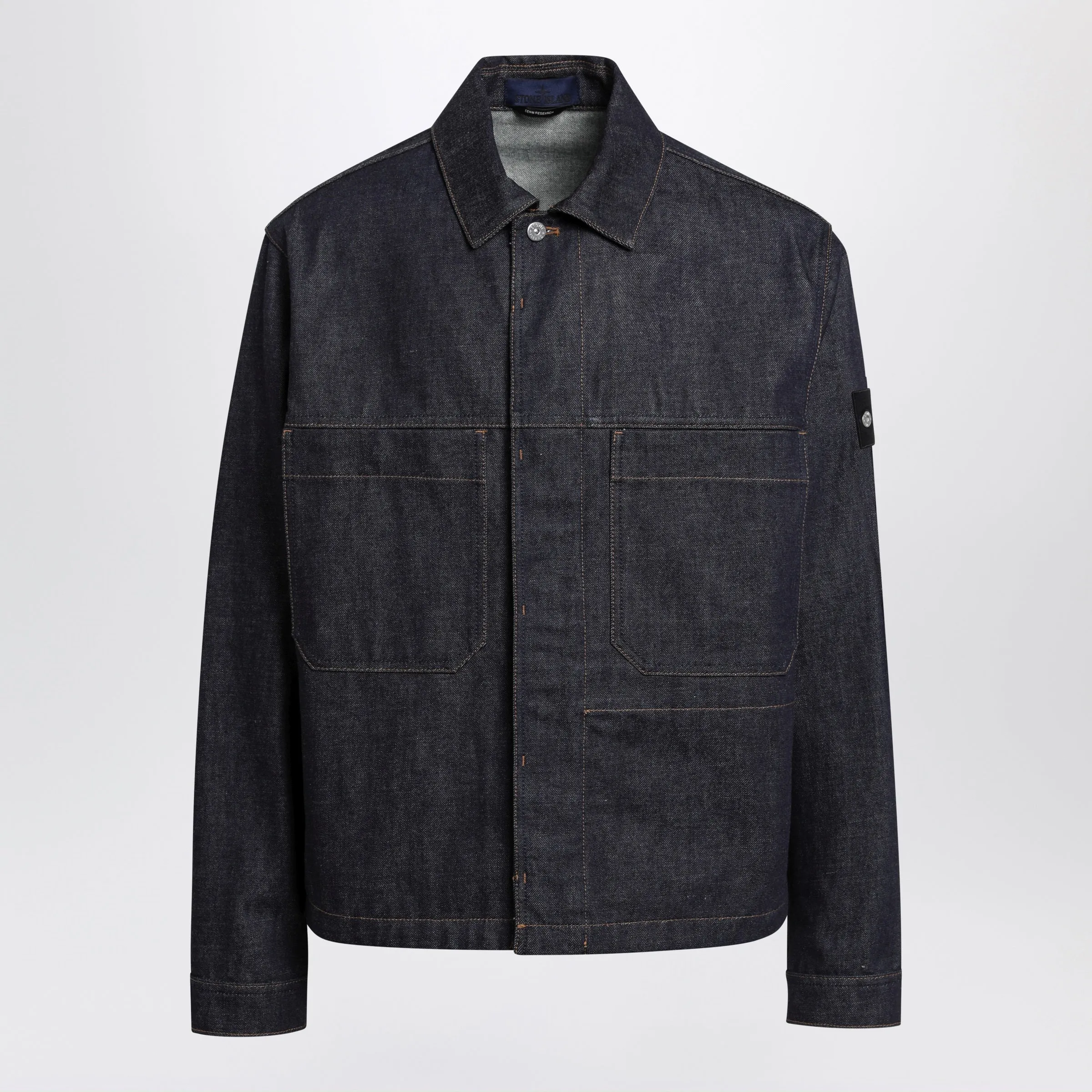 Coach Jacket With Pockets In Raw Indigo Denim Cotton In Blue sold by Wanan Luxury