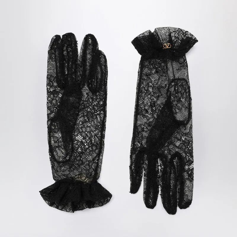 Black Lace Vlogo Signature Gloves made by Valentino Garavani