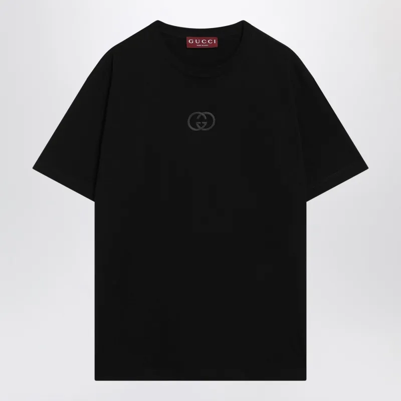 Black Cotton Jersey T-Shirt With Embroidery made by Gucci