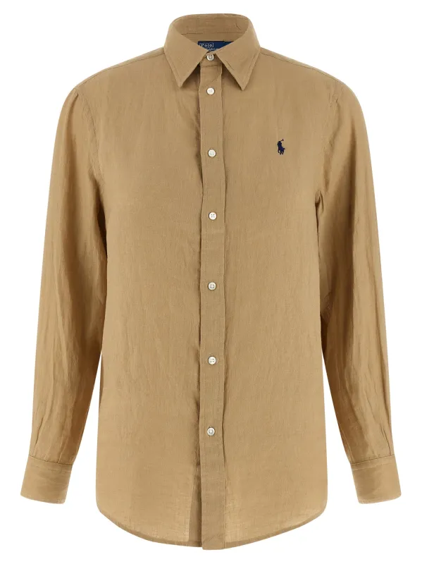 Linen Shirt Shirt And Blouse Beige made by Polo by Ralph Lauren