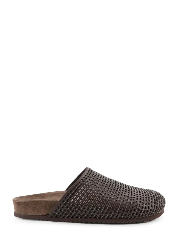 Leather Sandals With Precious Net Detail made by Brunello Cucinelli