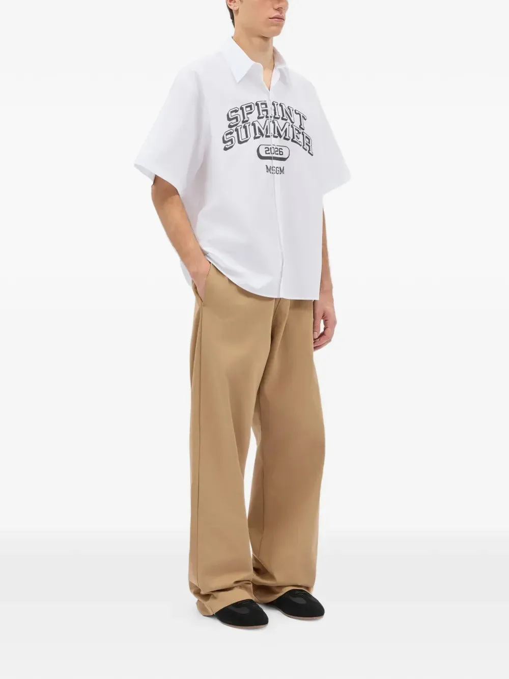 Wide-Leg Cotton Gabardine Trousers With Double Elasticated Waistband sold by Wanan Luxury product image thumbnail 3