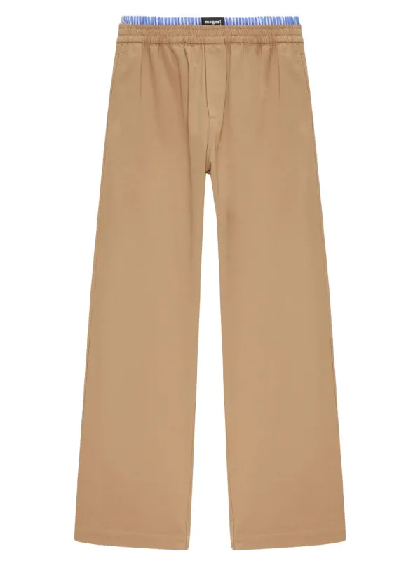 Wide-Leg Cotton Gabardine Trousers With Double Elasticated Waistband made by MSGM