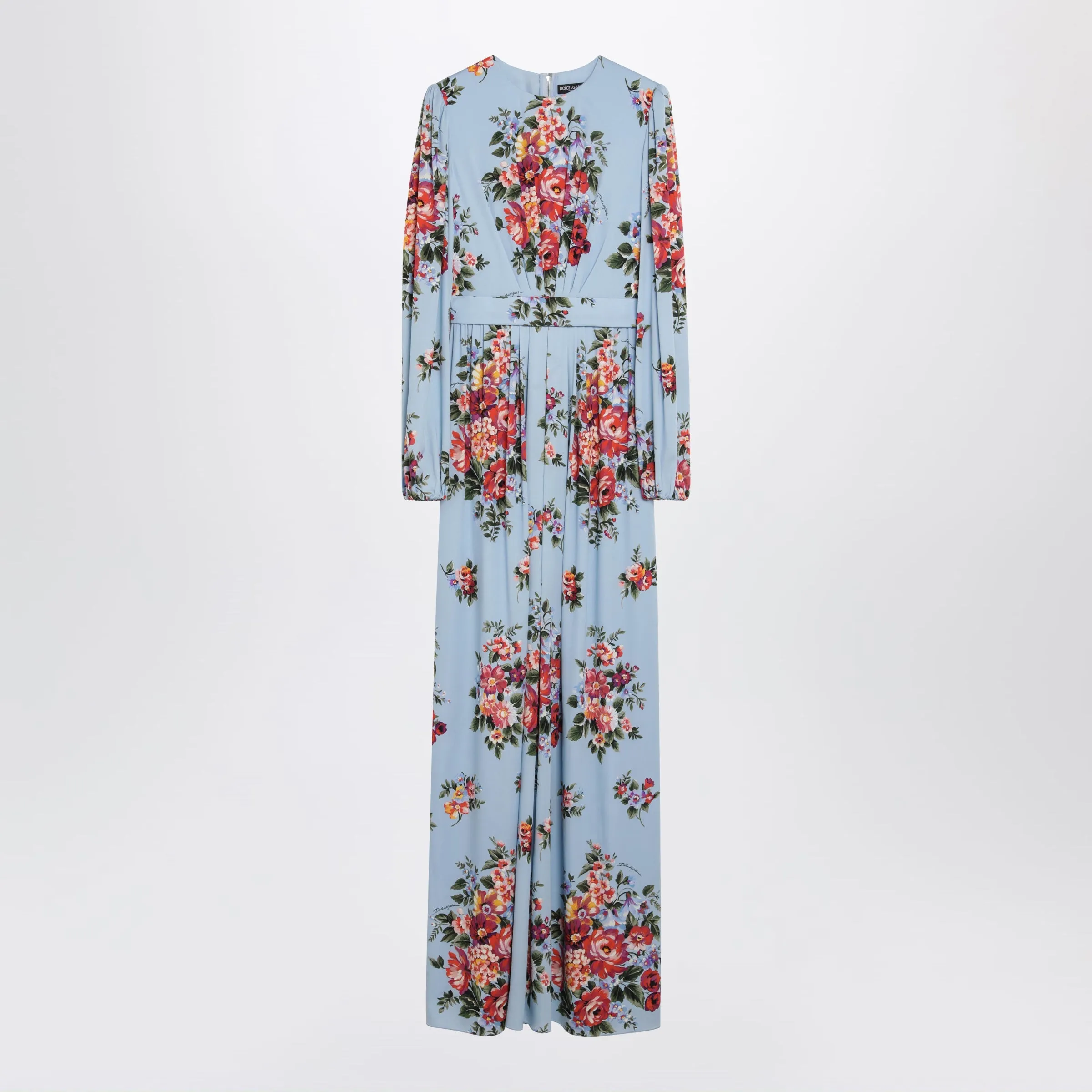 Light Blue Long Dress With Floral Print sold by Wanan Luxury