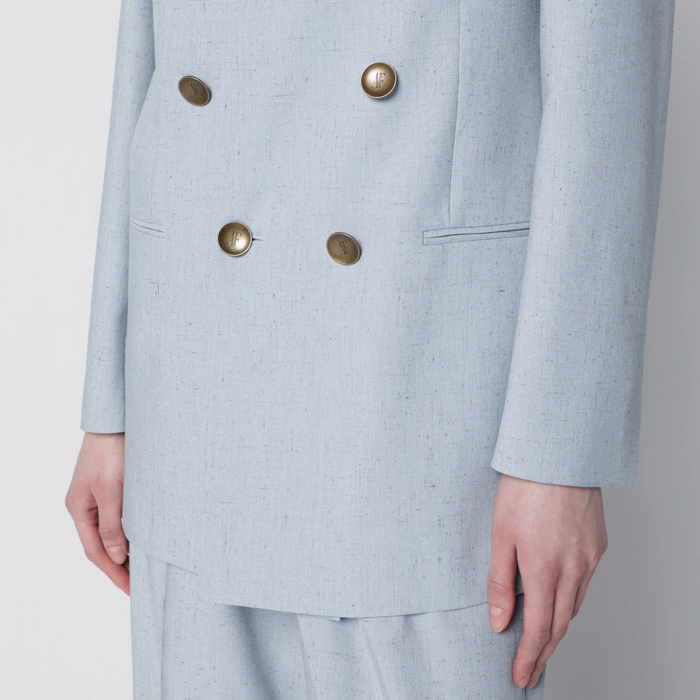 Light Blue Double-Breasted Tweed Jacket sold by Wanan Luxury product image thumbnail 2