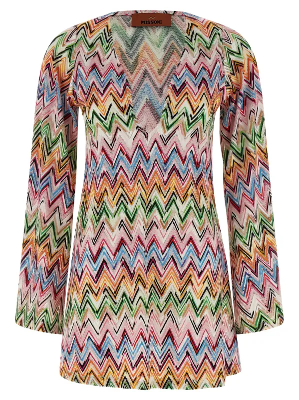 Zig Zag Embroidery Dress Dresses Multicolor made by Missoni