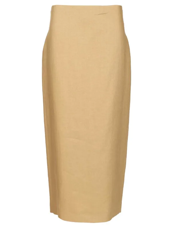 Slim-Fit Diagonal Linen Skirt Skirts Beige made by MaxMara