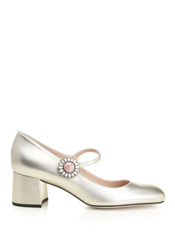 Mary Jane In Silver-Plated Nappa Leather Pumps Silver sold by Wanan Luxury
