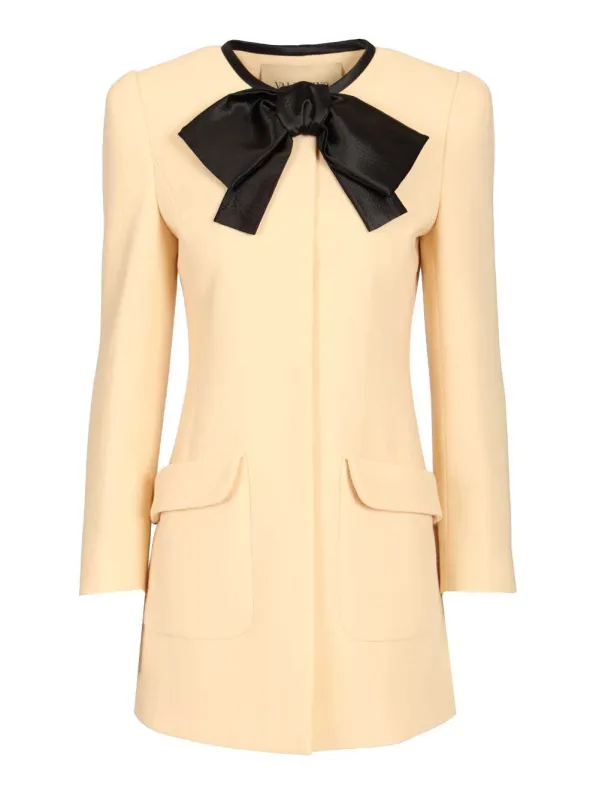 Wool Crepe Caban Jacket With Bow Jackets White made by Valentino Garavani