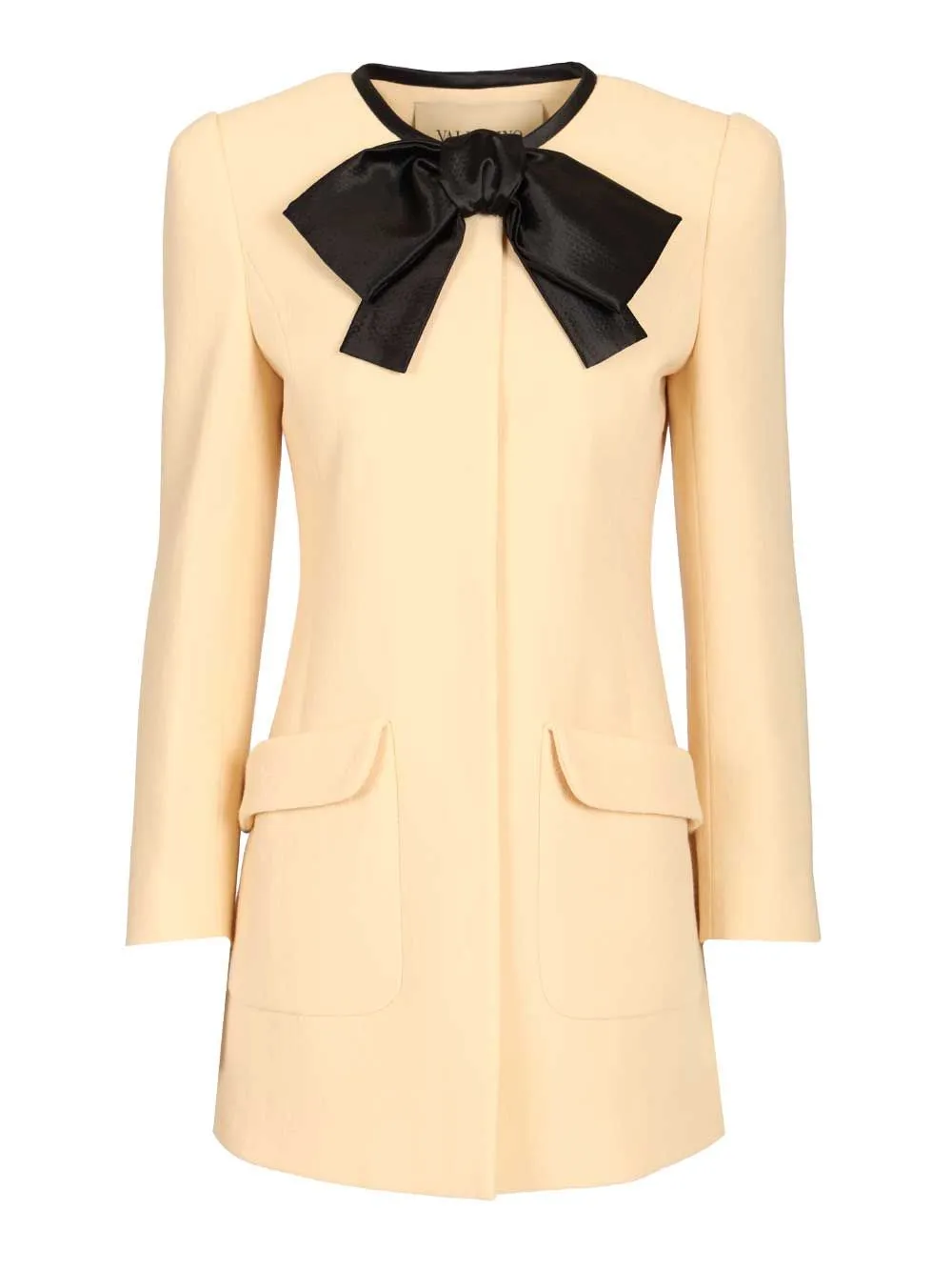 Wool Crepe Caban Jacket With Bow Jackets White sold by Wanan Luxury