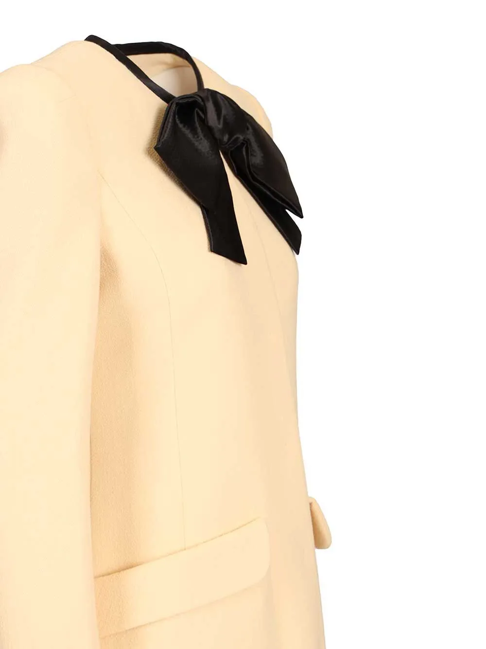 Wool Crepe Caban Jacket With Bow Jackets White sold by Wanan Luxury product image thumbnail 5