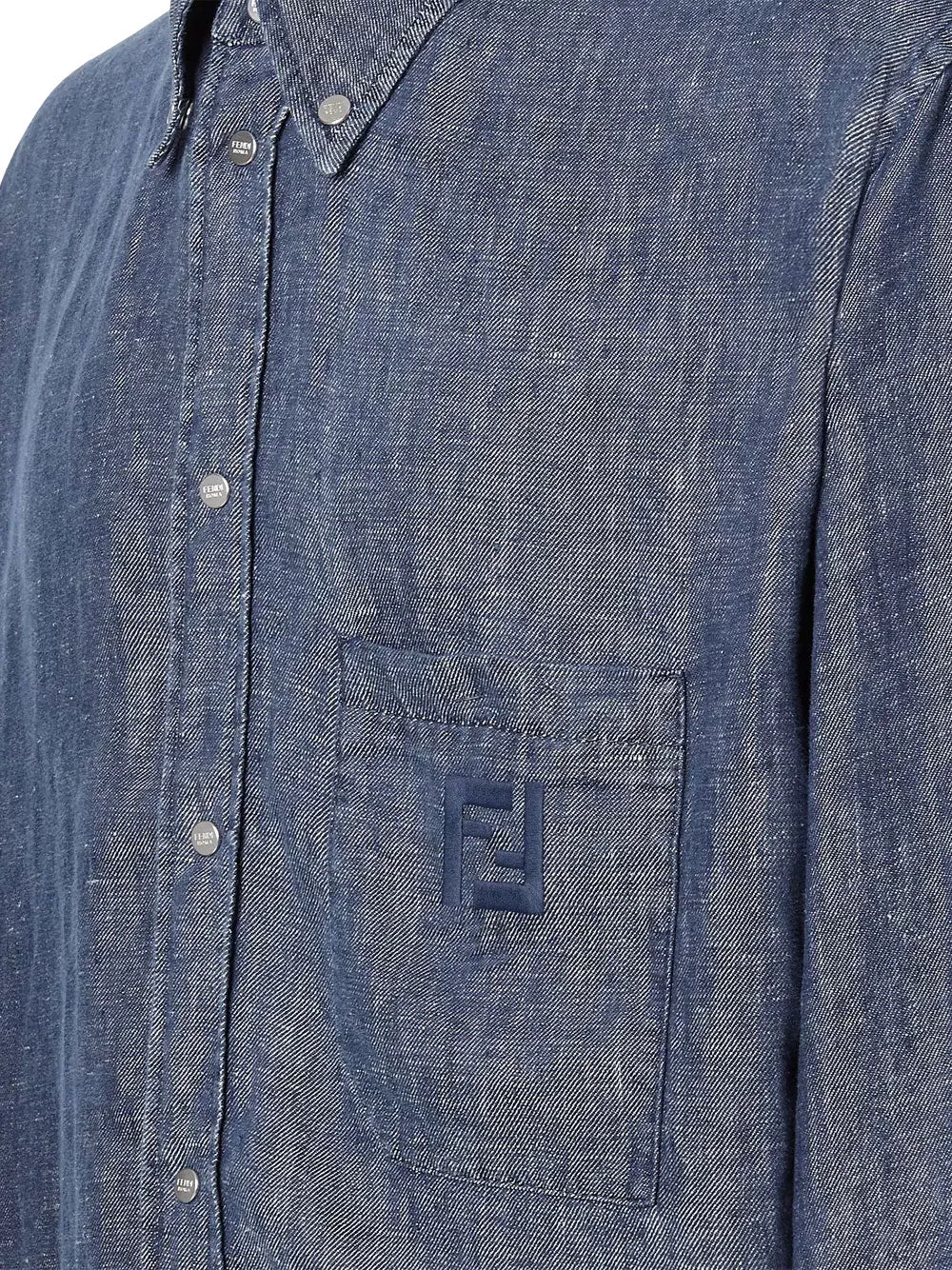 Comfort Fit Chambray Shirt With Ff Embroidery sold by Wanan Luxury product image thumbnail 3