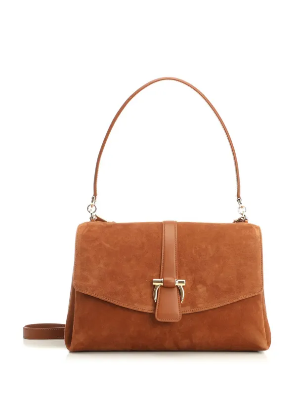 Shoulder Bag With Front Flap Handbags Brown made by Salvatore Ferragamo