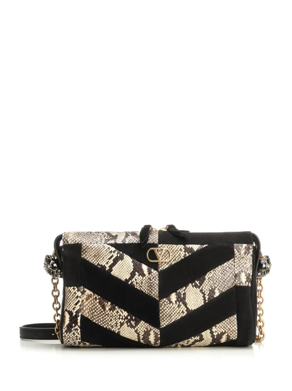 Small Shoulder Bag | Panthea | Patchwork Pitone Vintage-Suede A./Fel.He Shoulder Bags Beige made by Valentino Garavani