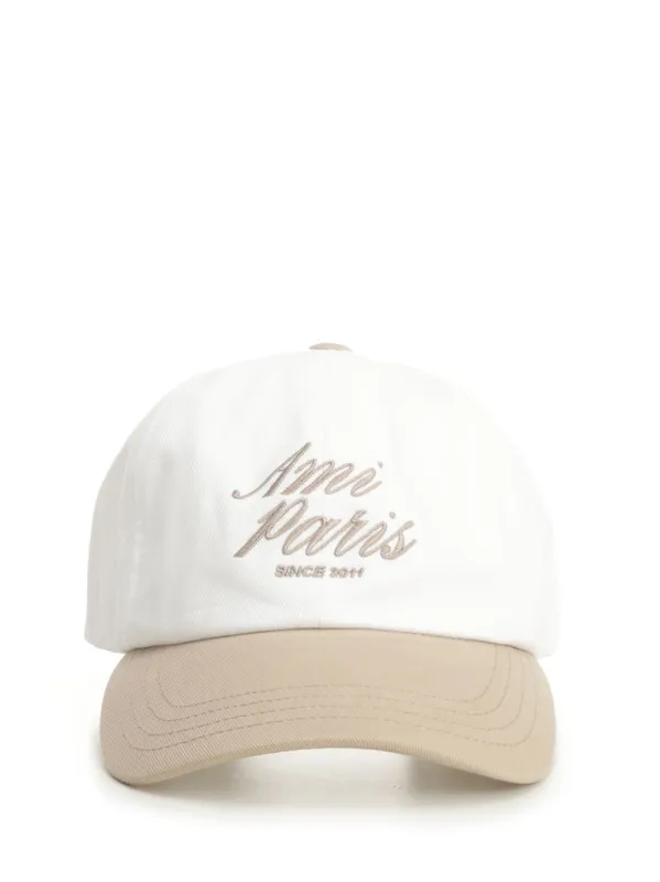 Bicolor Ami Paris Cap Cotton Gabardine Hats Beige made by Ami
