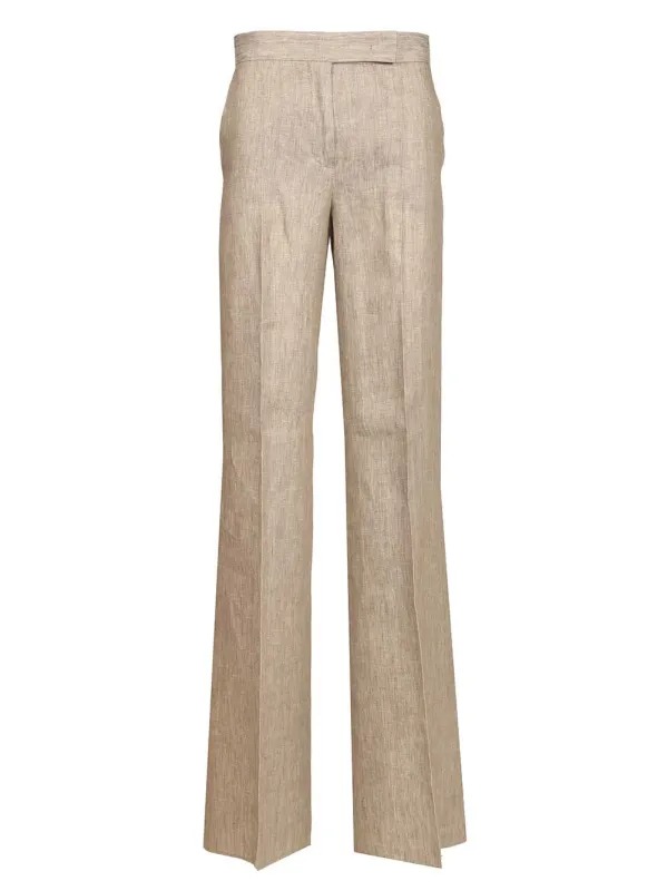 Chevron Linen Batavia Trousers Beige sold by Wanan Luxury