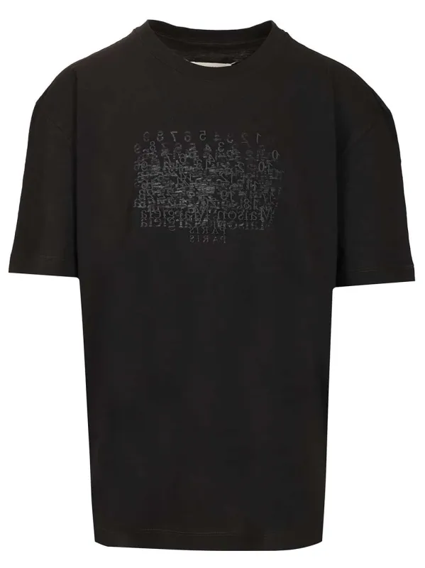 Embroidered Cotton T-Shirt Black made by Maison Margiela