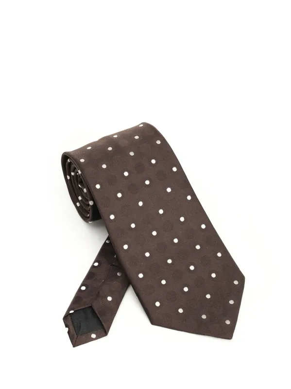 Polka Dot Silk Tie Ties And Bow Ties Brown sold by Wanan Luxury