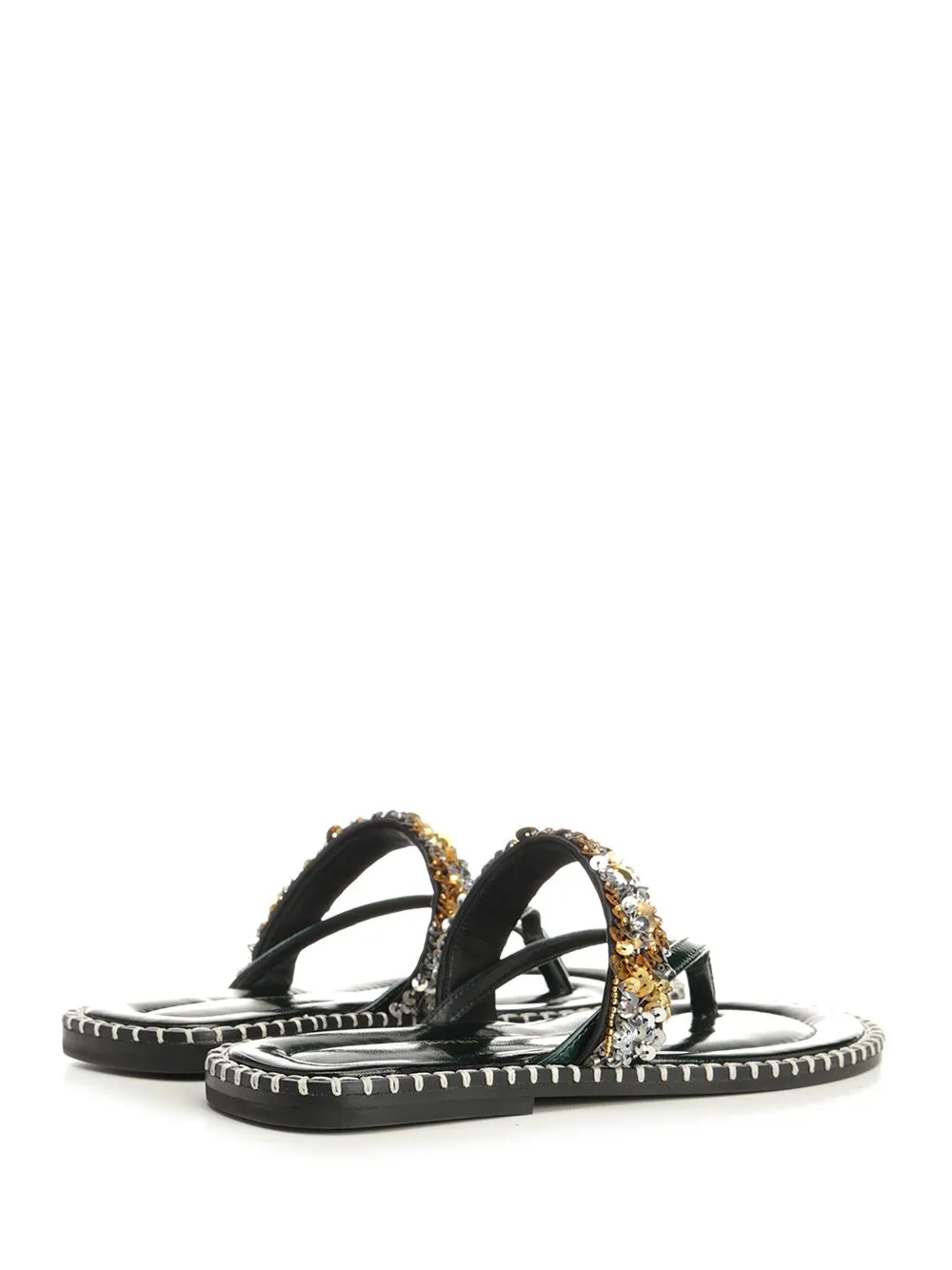 Leather Flip-Flops With Sequins Scarpe Basse Black sold by Wanan Luxury product image thumbnail 3