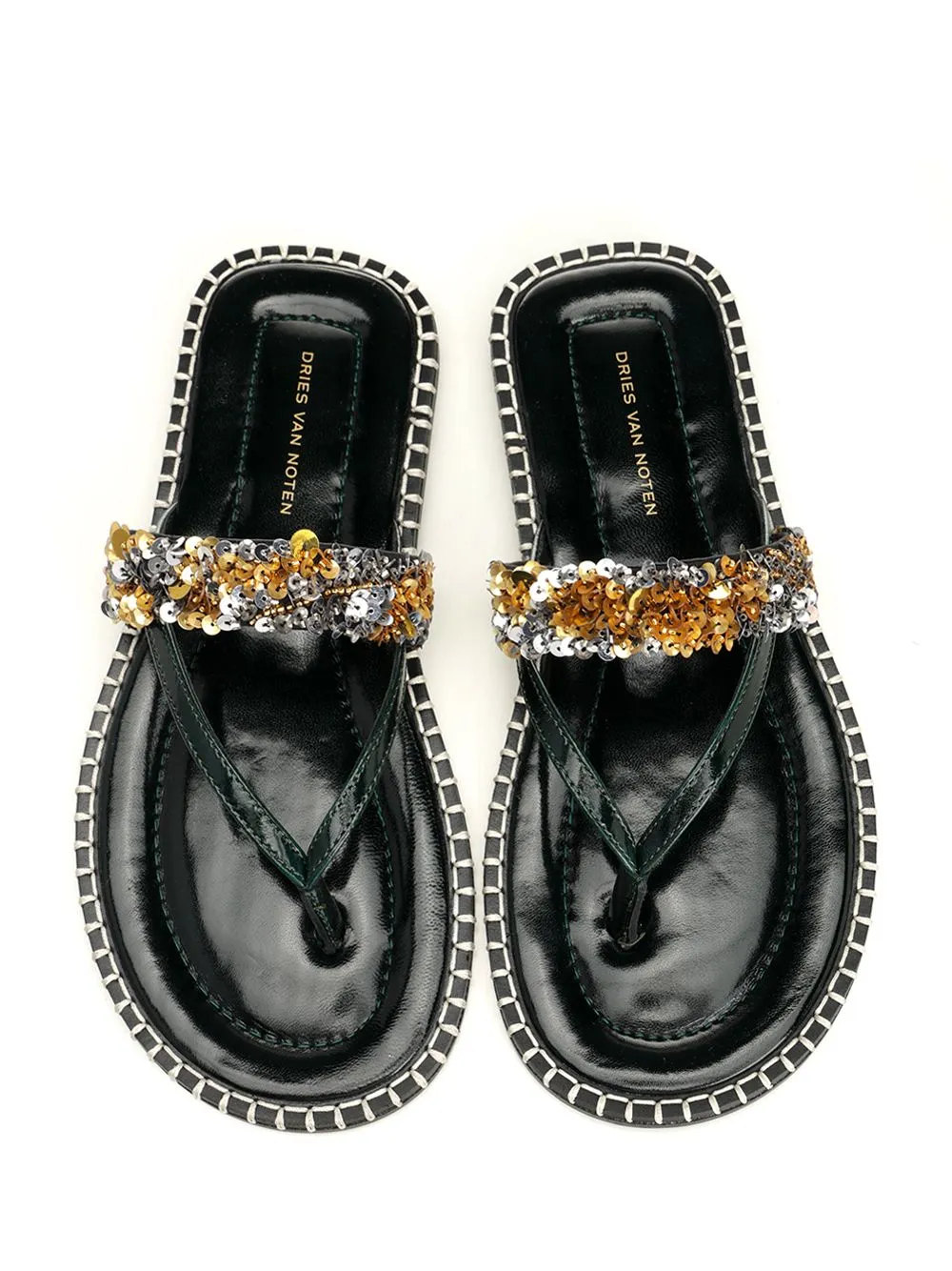 Leather Flip-Flops With Sequins Scarpe Basse Black sold by Wanan Luxury product image thumbnail 5
