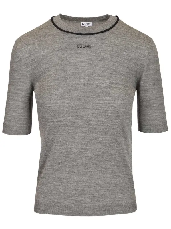 Wool Sweater Knitwear Grey made by Loewe