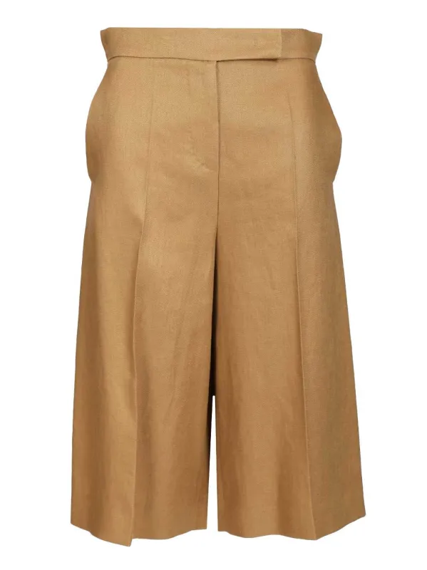 Linen Twill Bermuda Shorts Trousers Beige sold by Wanan Luxury