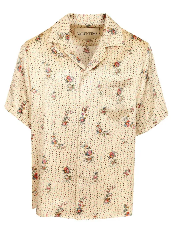 Papier Floral Bowling Shirt Shirts Beige made by Valentino Garavani