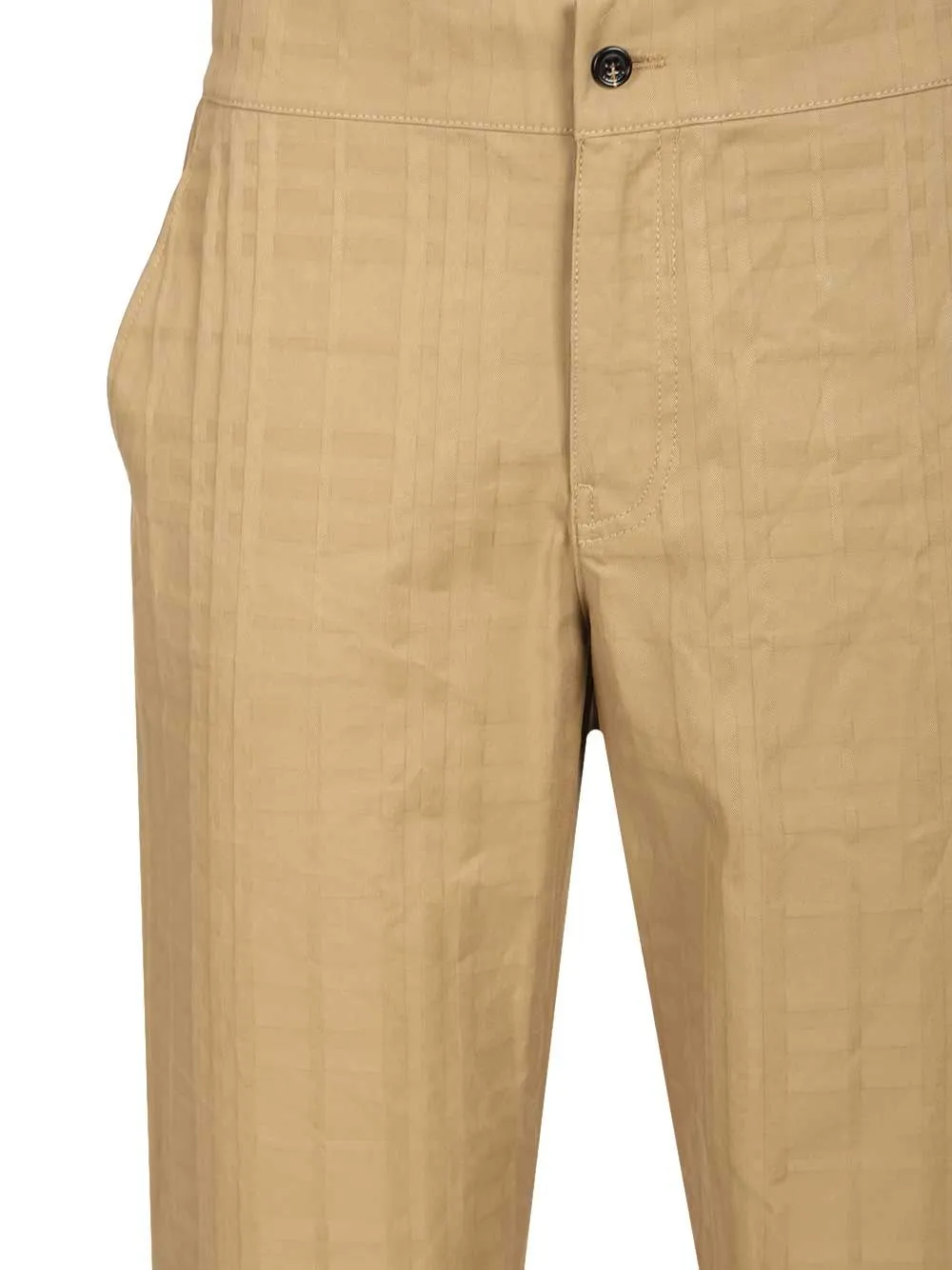 Textured Check Cotton Trousers Beige sold by Wanan Luxury product image thumbnail 4