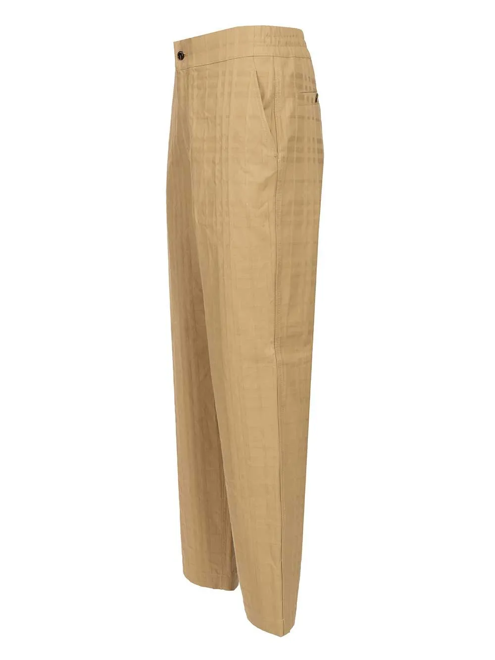 Textured Check Cotton Trousers Beige sold by Wanan Luxury product image thumbnail 3