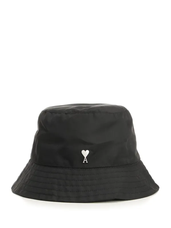 Ami De Coeur Stud Bucket Hat Technical Nylon Hats Black made by Ami