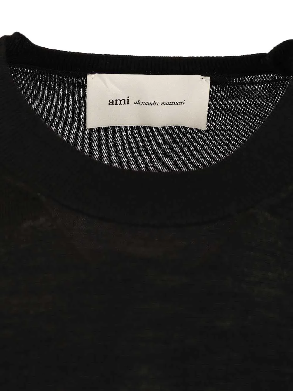 Quota -Crewneck Sweater With Contrasted Ami De Coeur Exrafine Merino Wool Knitwear Black sold by Wanan Luxury product image thumbnail 5