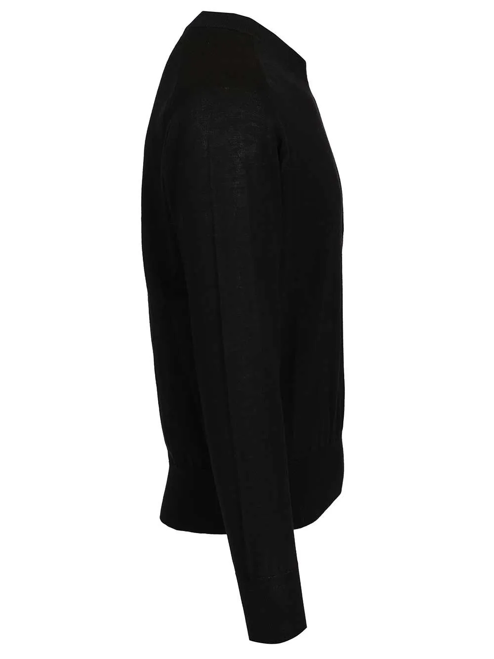 Quota -Crewneck Sweater With Contrasted Ami De Coeur Exrafine Merino Wool Knitwear Black sold by Wanan Luxury product image thumbnail 3