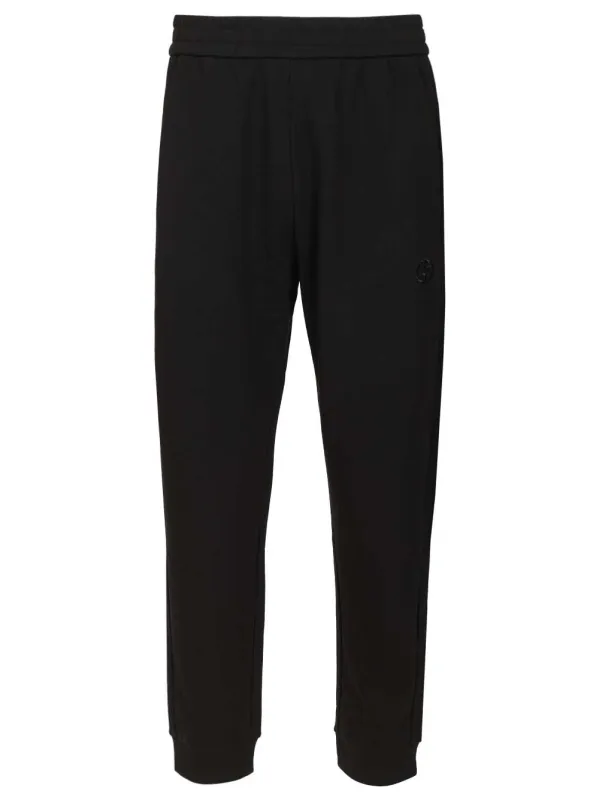 Joggers In Cotton And Cashmere Trousers Black made by Giorgio Armani