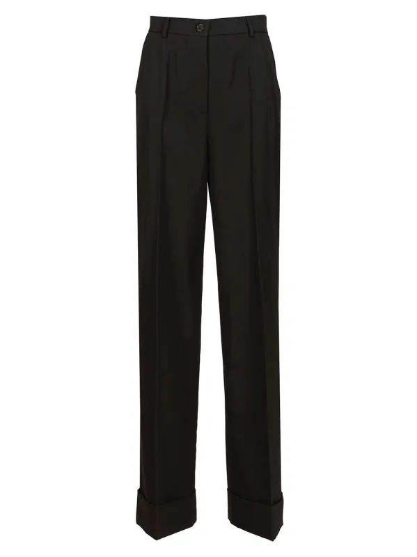 Wool Gabardine Trousers Black sold by Wanan Luxury