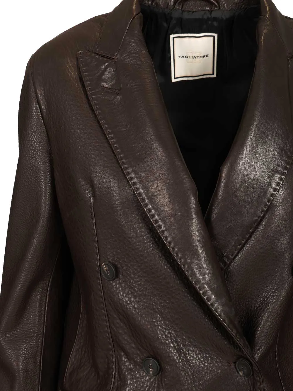Josie Double-Breasted Lambskin Blazer Leather Jackets Brown sold by Wanan Luxury product image thumbnail 4