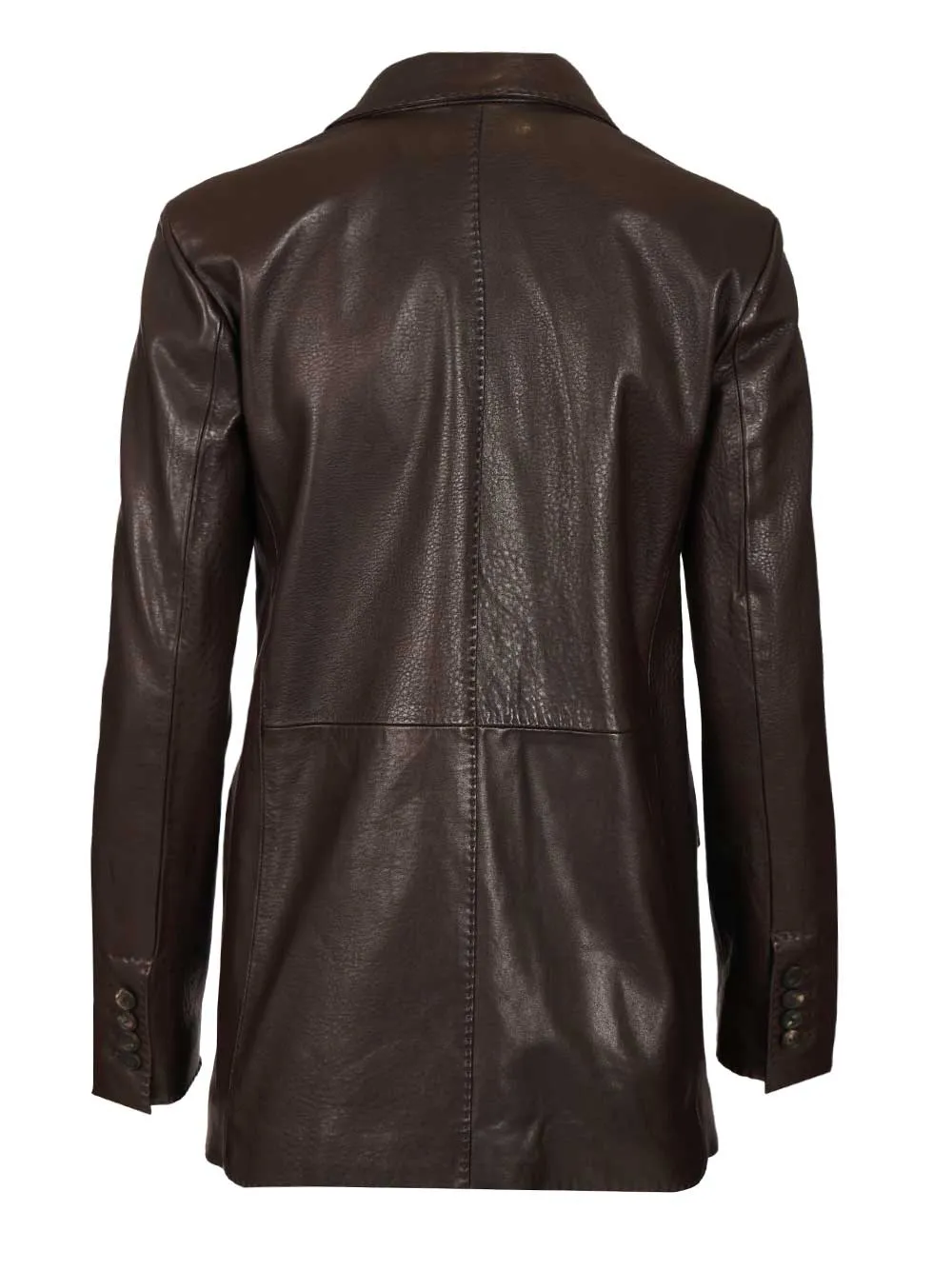 Josie Double-Breasted Lambskin Blazer Leather Jackets Brown sold by Wanan Luxury product image thumbnail 2