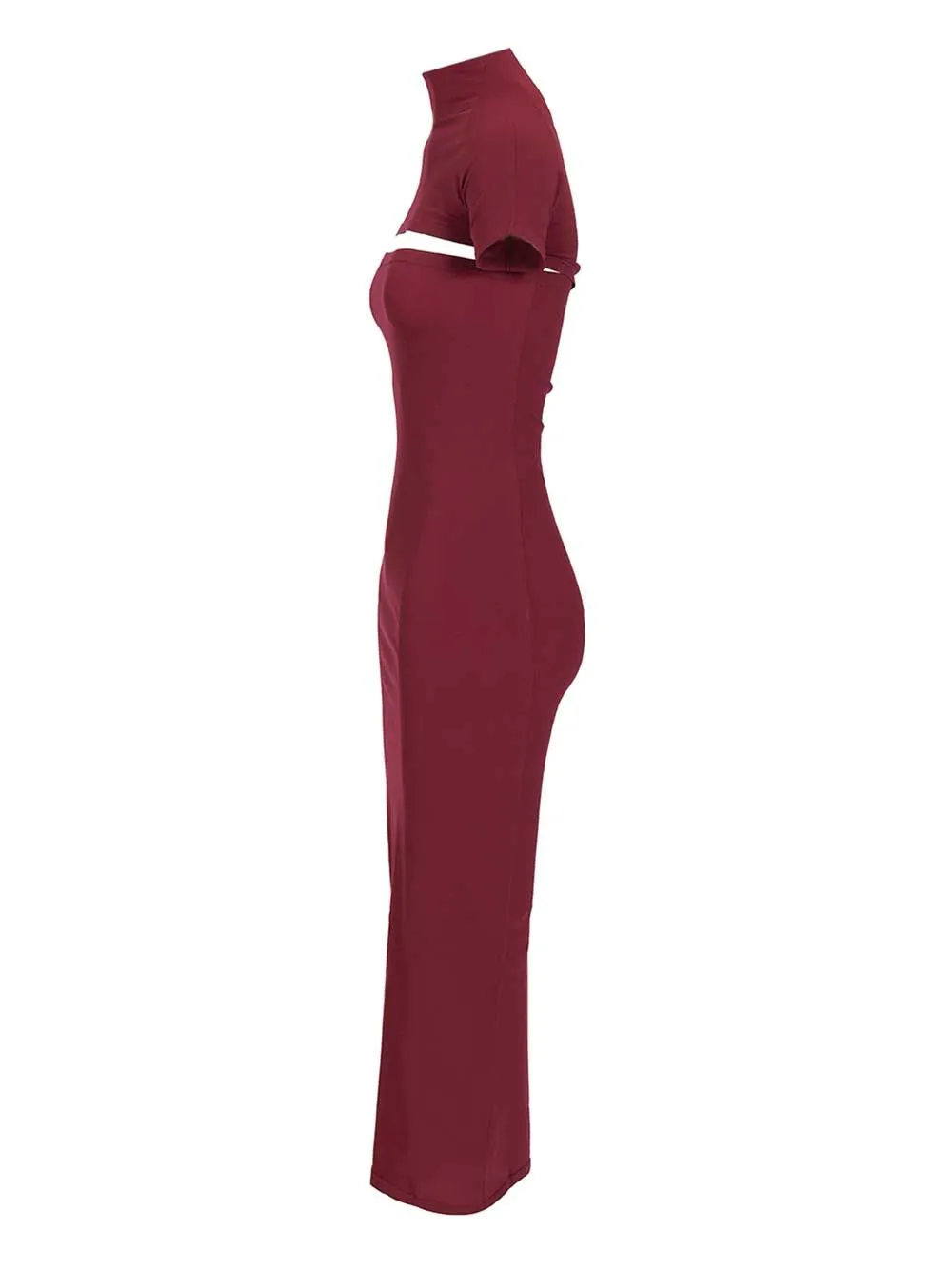 Fitted Knit Cut-Out Dress Dresses Bordeaux sold by Wanan Luxury product image thumbnail 3