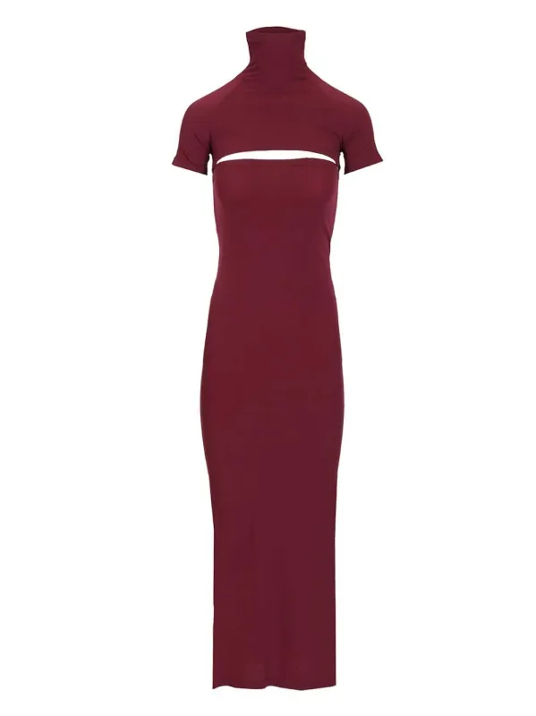 Fitted Knit Cut-Out Dress Dresses Bordeaux made by Alaia