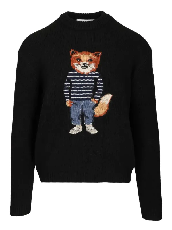 Merino Wool Sweater Knitwear Black made by MAISON KITSUNE