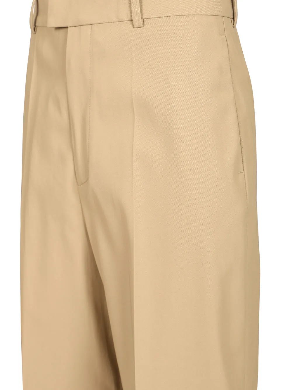 In Flowing Cotton Twill Trousers Beige sold by Wanan Luxury product image thumbnail 4