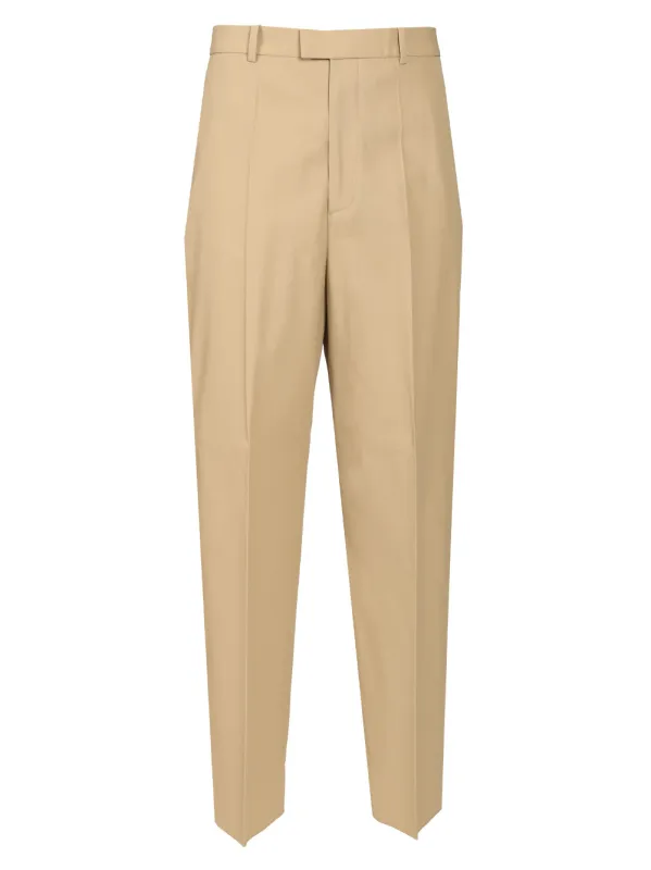 In Flowing Cotton Twill Trousers Beige made by Bottega Veneta