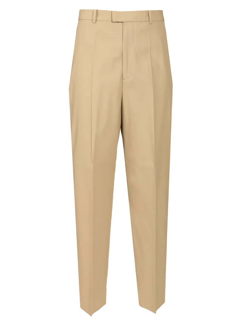 In Flowing Cotton Twill Trousers Beige sold by Wanan Luxury